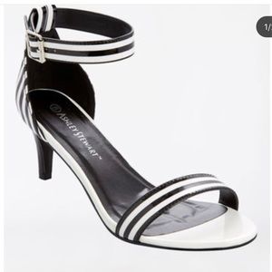 Black & White Patent Stripe Sandal